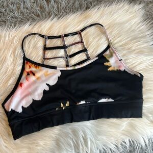 Everlast Floral Black Strappy Sports Bra